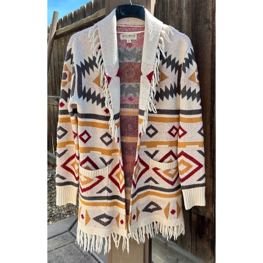 Idyllwind Miranda Lambert Womens S Fringe Southwestern Aztec Cardigan Sweater